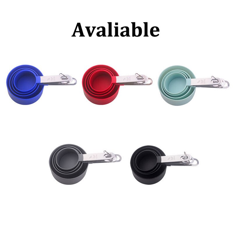 4Pcs Multi Purpose Lepels/Cup Meetinstrumenten Pp Bakken Accessoires Roestvrij Staal/Plastic Handvat Keuken Gadgets