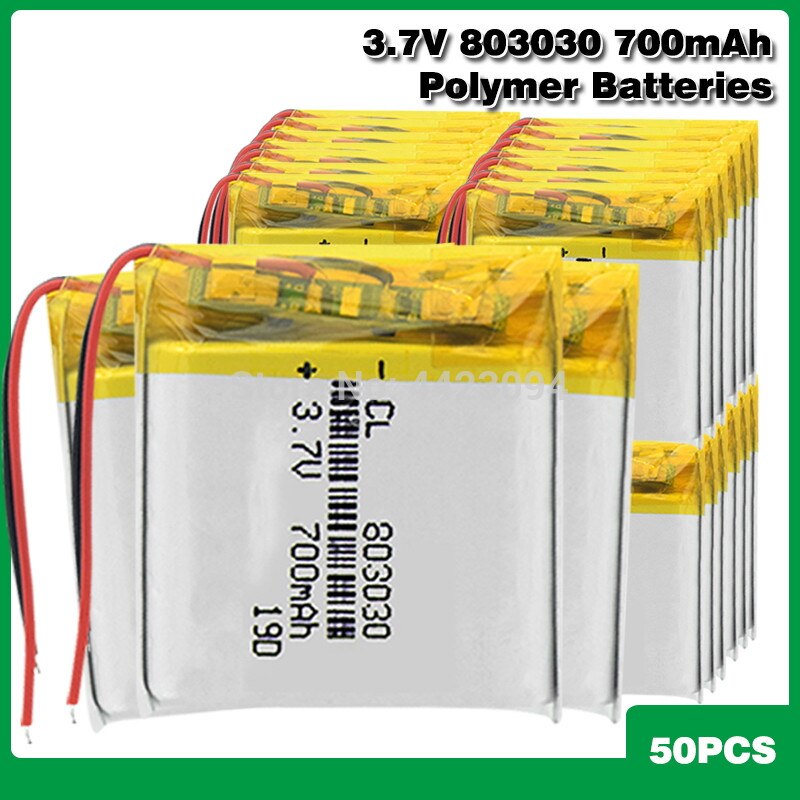 Lithium Polymer Battery - 700mAh 3.7V 803030 - for MP3, Bluetooth Speakers, Smartwatches