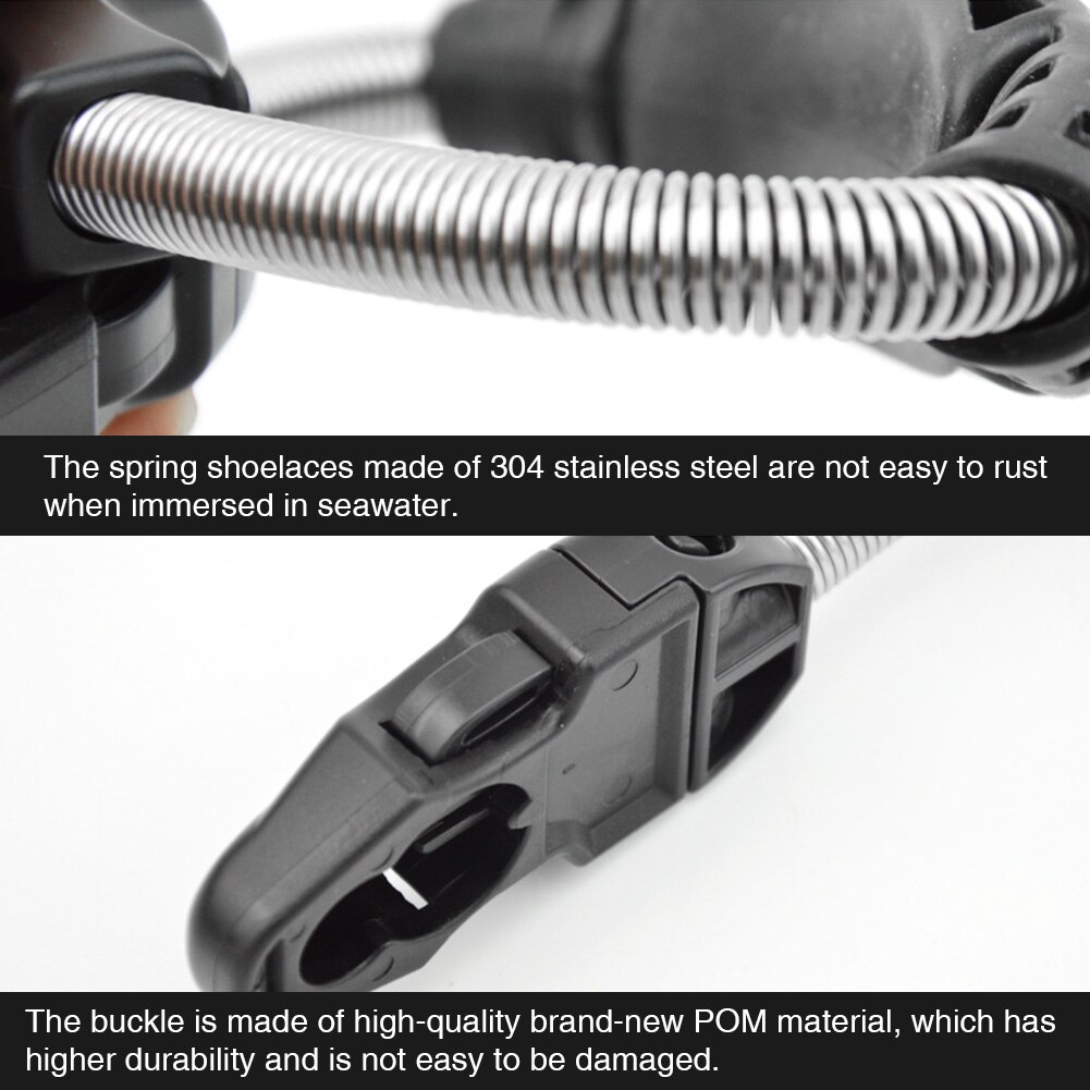 1pair Keep Diving Stainless Steel Spring Straps for Snorkeling Fins Diving Spring Fin Strap with Quick Release Buckle