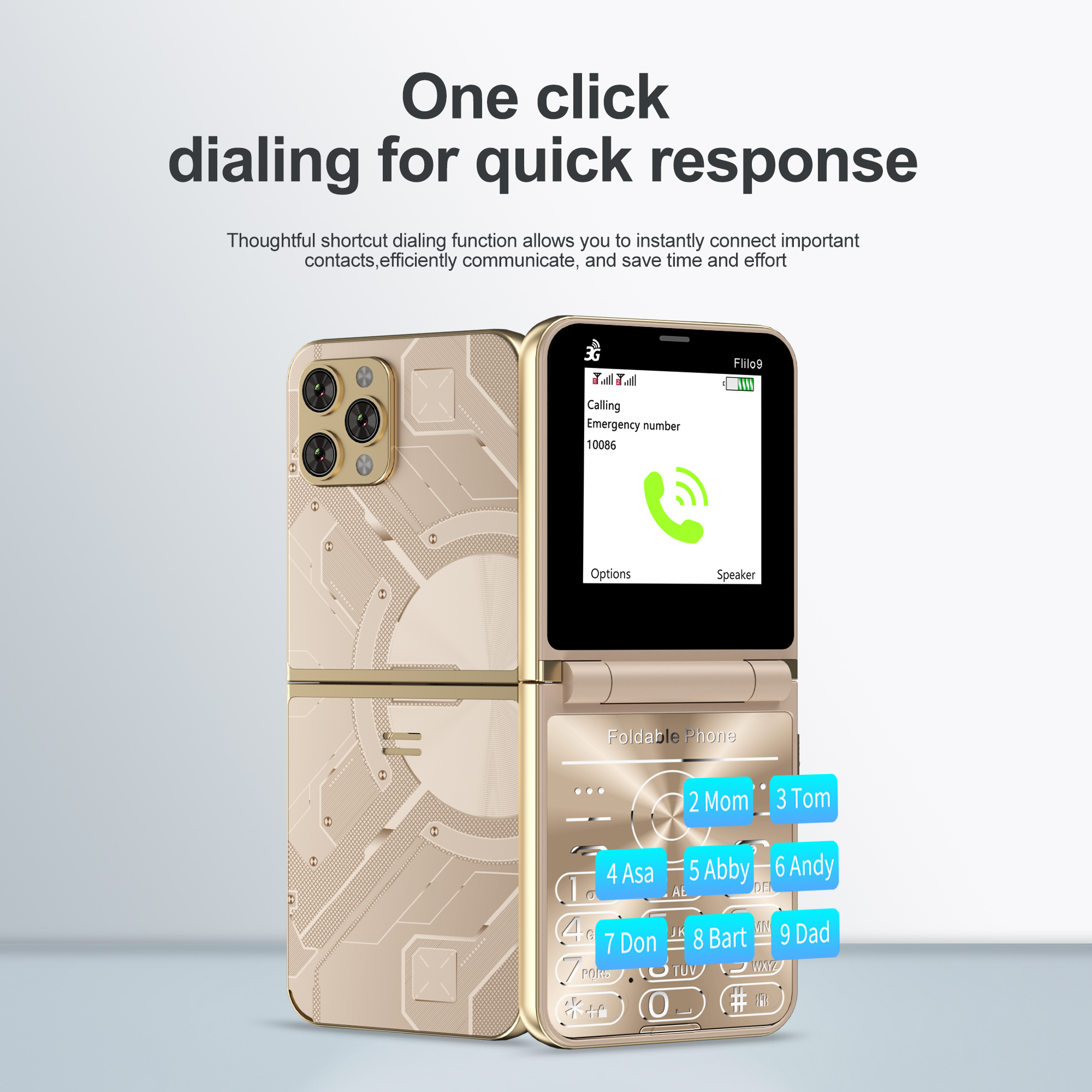 SERVO Flilo9 Składany Telefon Komórkowy Sieć 3G podwójny SIM czekaj Odtwarzacz MP4 Latarka radio FM Wyświetlacz 2.6" Składany Telefon Komórkowy Typ-C