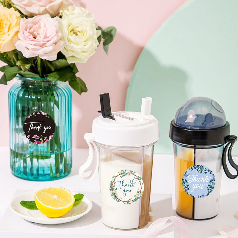 Thank You Flowers Sticker Paper Labels Round Reward scrapbooking Stickers Wedding Party decor Envelope Seals Stickers Stationery