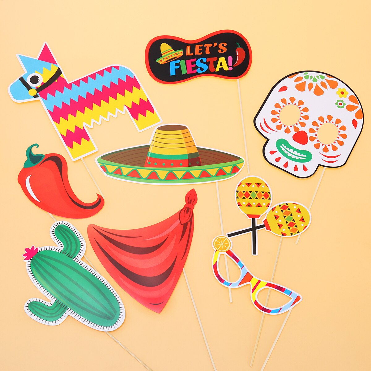 TINKSKY 20 Pcs Photo Booth Props Fiesta Party Supplies Mexican Carnival Prop for Wedding Birthday Party Favors