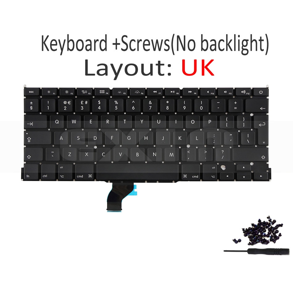 for Macbook Pro Retina 13" A1502 UK English Keyboard with Backlight Year ME864 ME866 MGX72 MGX92 MF839 MF841
