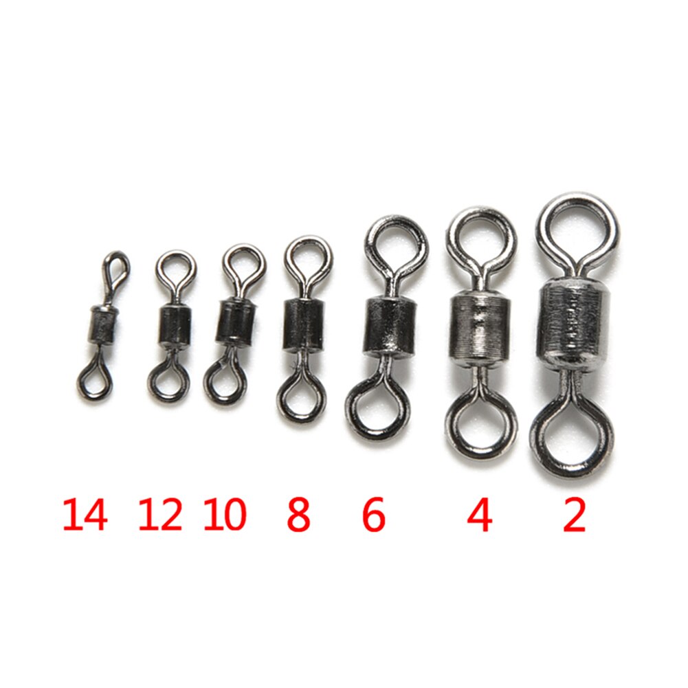 100Pcs Ball Bearing Swivel Solid Rings Fish Connector Round 8 Shape Eye Rolling Swivels Rig Sea Carp Fishing Tools #22