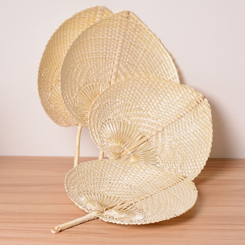 Palm Leaves Fans Handmade Wicker Traditional Chinese Craft Wedding Favor Hand Natural Color Palm Fan