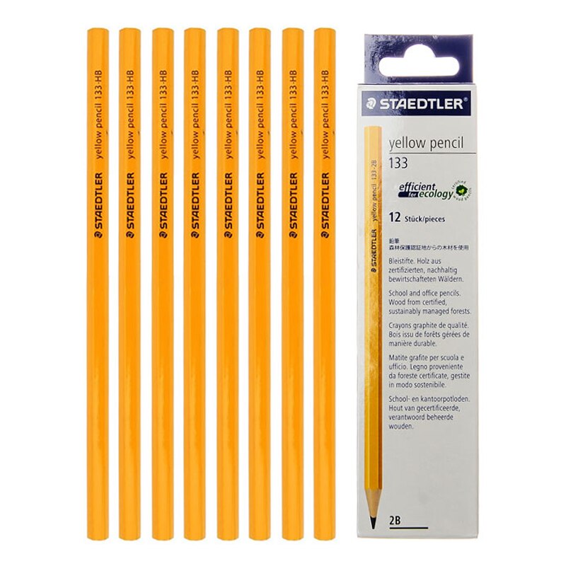 36 Uds STAEDTLER de Alemania 133/134 2B/HB/2H lápiz clásico Hexagonal amarillo pluma Rod principiante niños suministros para estudiantes