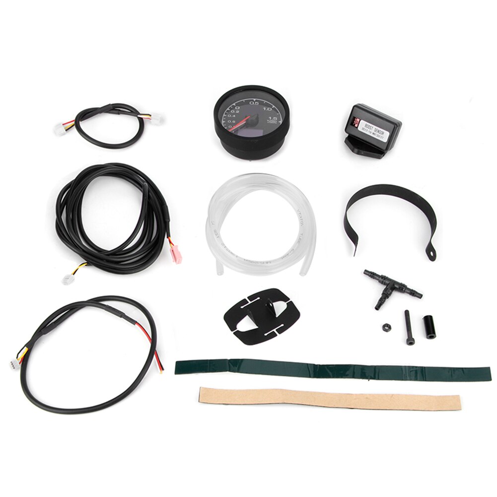 Auto Car 2.5in Digital Turbo Boost Gauge Meter 12V 7 Colors Backlight Universal Turbo Boost Meter Aluminum Alloy + ABS