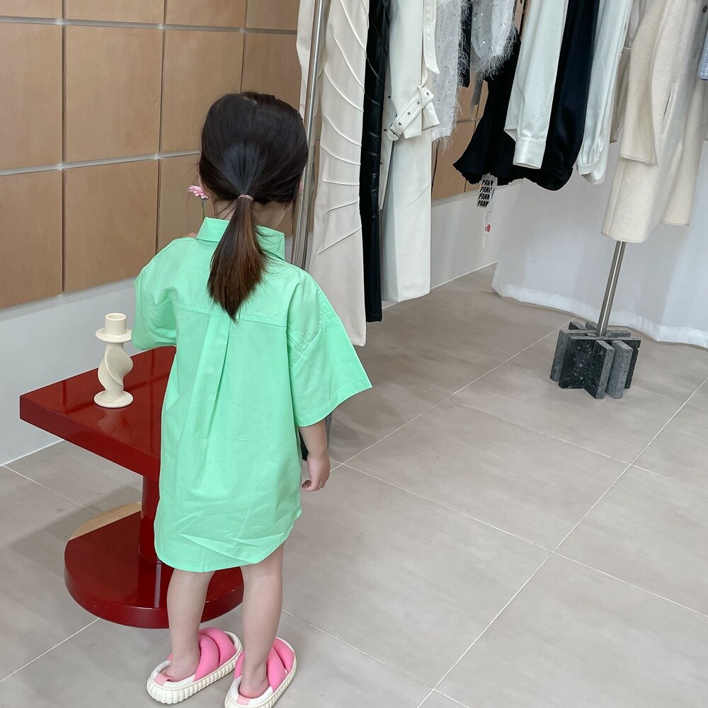 2022 Summer Girls Short Sleeve Dress: 100cm
