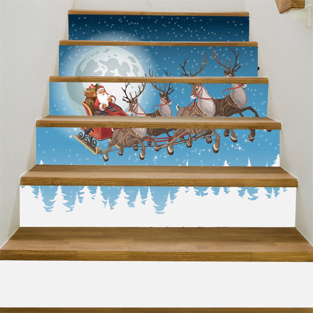 productos populares Navidad 3D simulación escalera pegatina impermeable pared pegatina DIY decoración del hogar herramienta de H: B