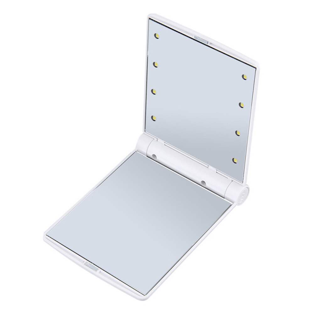 8 led lys sminkespeil bærbart lite speil bordplate reise skjønnhetsspeil med led lys batteridrevet mini sminkespeil: 01