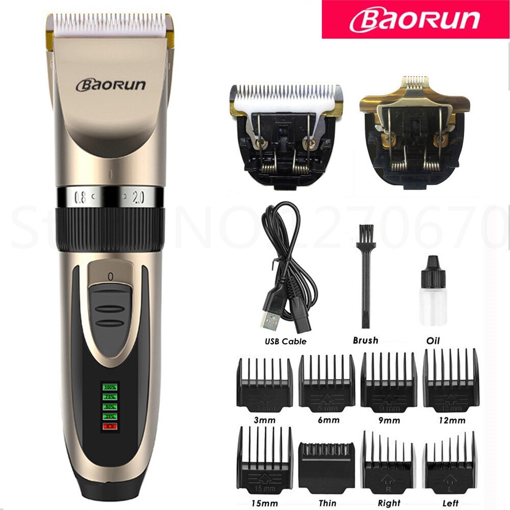 Baorun Honden Clipper Professionele Hond Haar Trimmer Dier Grooming Clippers Kat Scheerapparaat Kapsel Cutter Machine Batterij Display: No Box KB Blades