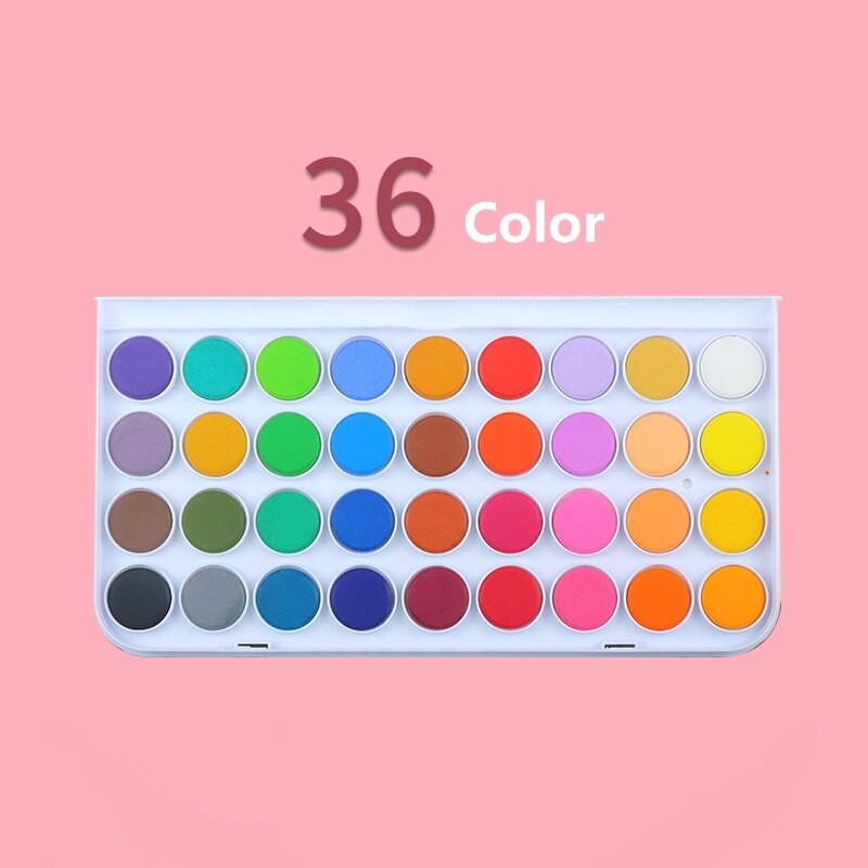Geheugen 16/24/48 Kleuren Draagbare Reizen Solid Pigment Aquarel Verf Set Met Water Kleur Borstel Pen Voor Schilderen Art levert: 36 Color