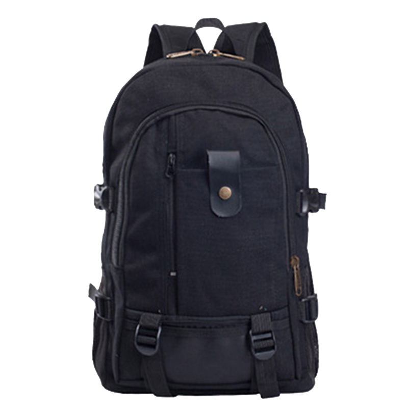 Adisputent Men's Canvas Backpack Leisure Travel Vintage Laptop Backpack Shoulder Bag Computer Functional Versatile Bags: Black