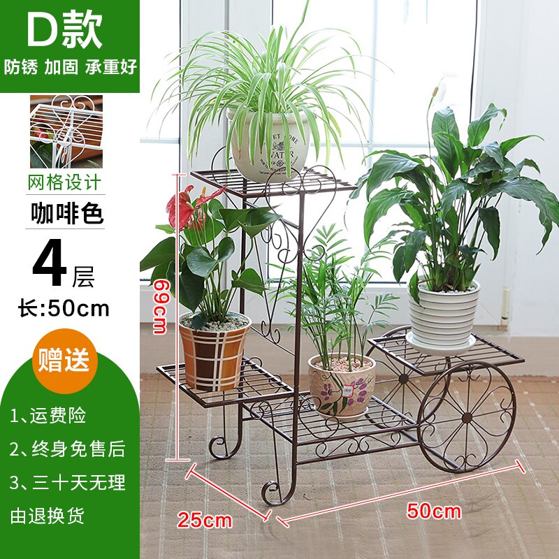 Ground Flower Shelf, Wrought Iron Multilayer Sitting Room Balcony Flowerpot Frame Hanging More Than Other Meat Cosmetic