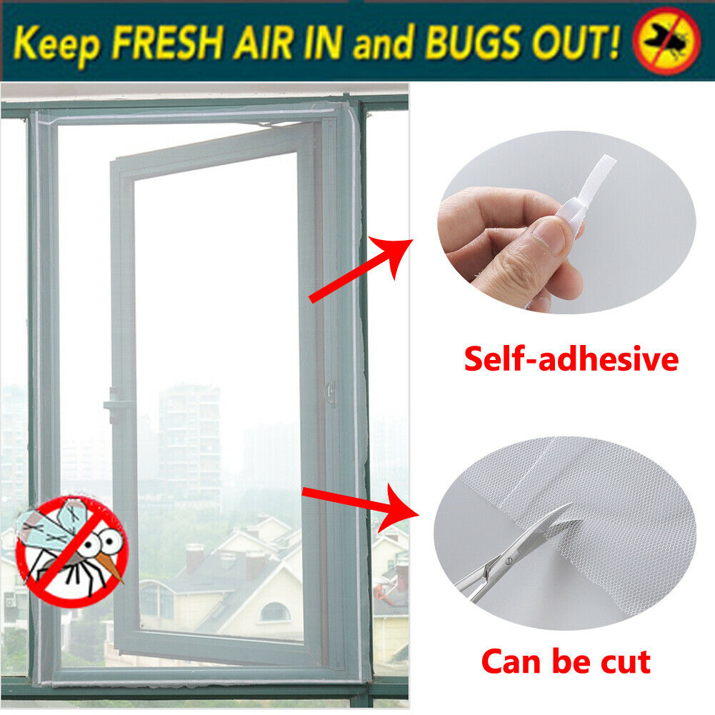 Window Door Insect Screen Mesh Net LARGE Mosquito Wasp Fly Bug Moth Protector Door Black White Mesh Net Self Grip Door Netting