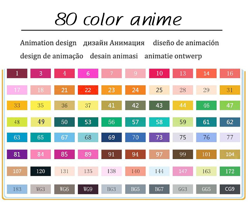 Marqueurs TouchFIVE 30/40/60/80 couleurs Art marqueurs ensemble double tête artiste croquis gras à base d'alcool marqueurs pour Animation Manga: 80 color anime