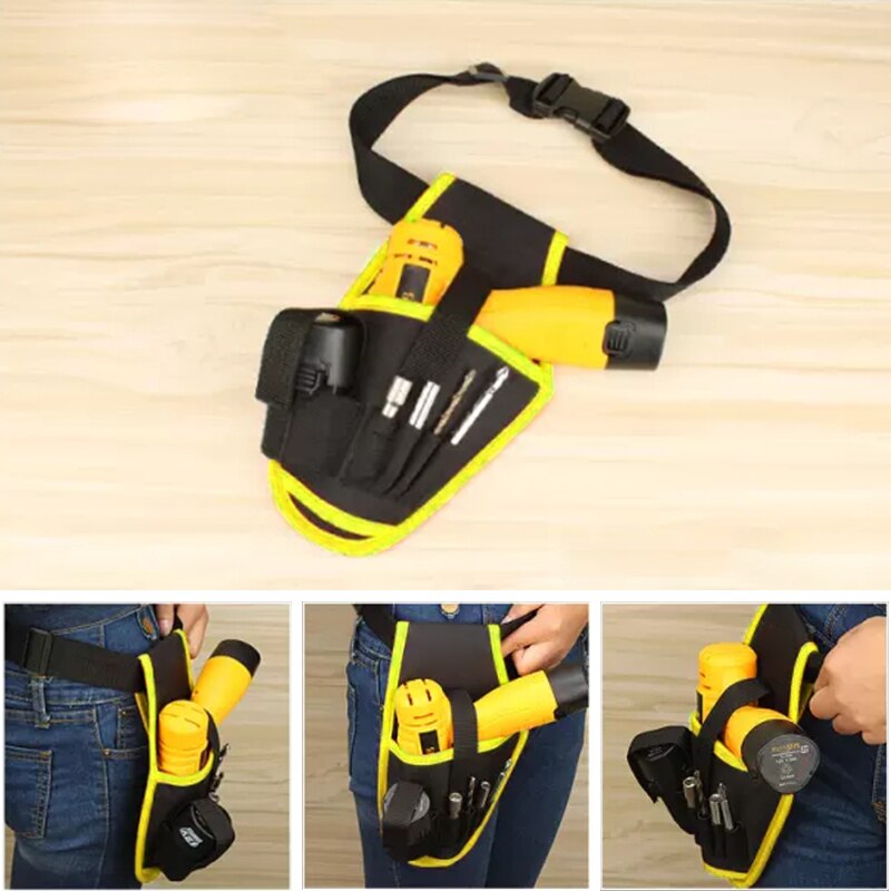 Portable Heavy Duty Drill Driver Holster Cordless Electrician Tool Bag Bit Holder Belt Pouch Waist Cordless Drill Storage Pocket