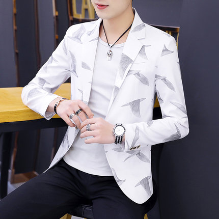 Plus size mænd blazere og jakker sommer slim fit fest blazer homme motiver scene wear koreansk mandlige jakkesæt trykt 6 x 011