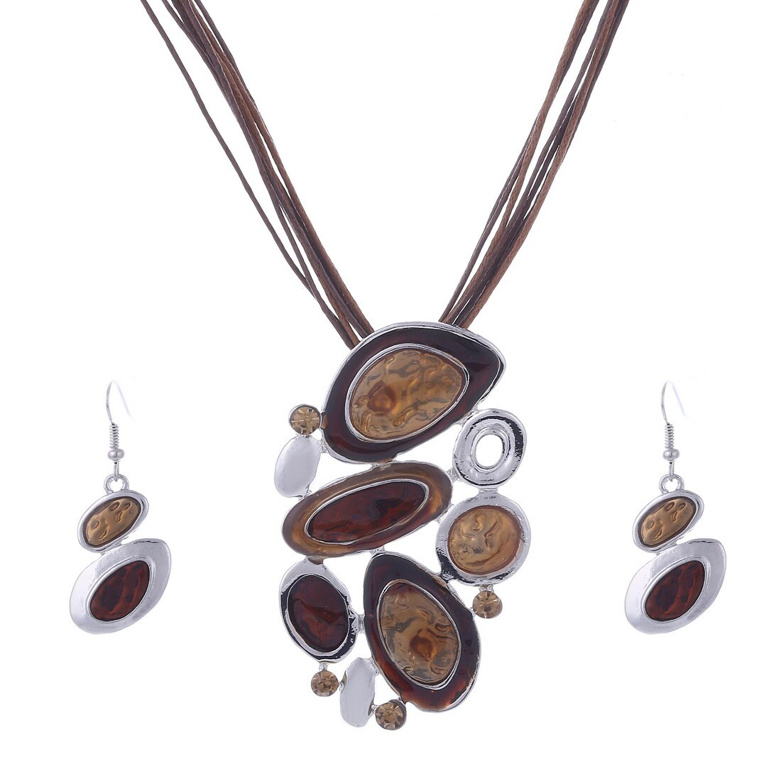 MINHIN nuovo Set di collana a catena in pelle con gemma smaltata per Set di gioielli da sposa per feste Set di gioielli estivi da donna: F848