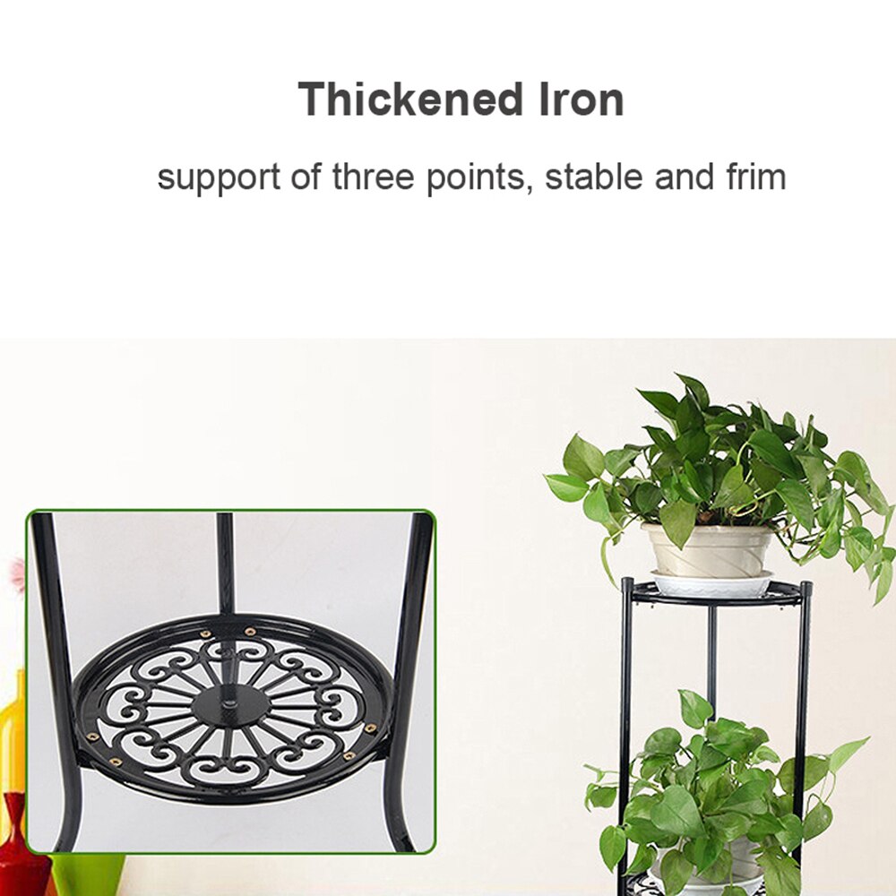Støtte til blomster 2 holder metal urtepotte stativ sort blomst display hylde have terrasse hjem indendørs udendørs plante stativ