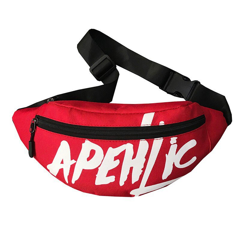 Vrouwen Mannen Taille Fanny Pack Unisex Riem Tas Brief Gedrukt Borst Bag Key Telefoon Pouch Reistassen