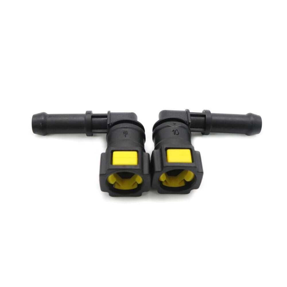 XUAN 2pcs 10mm D10 90 degree Fuel Line Quick Connector Fuel Quick Fittings Female Connector Car Accessories