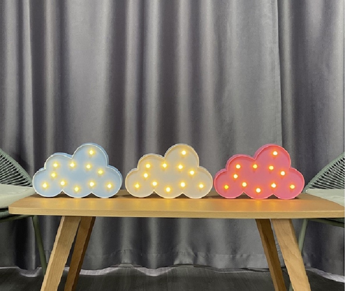 Lámpara LED en forma de nube, estrella, luna, caja de batería, lámpara decorativa, habitación infantil, corazón de niña, lámpara de escritorio montada en la pared del dormitorio
