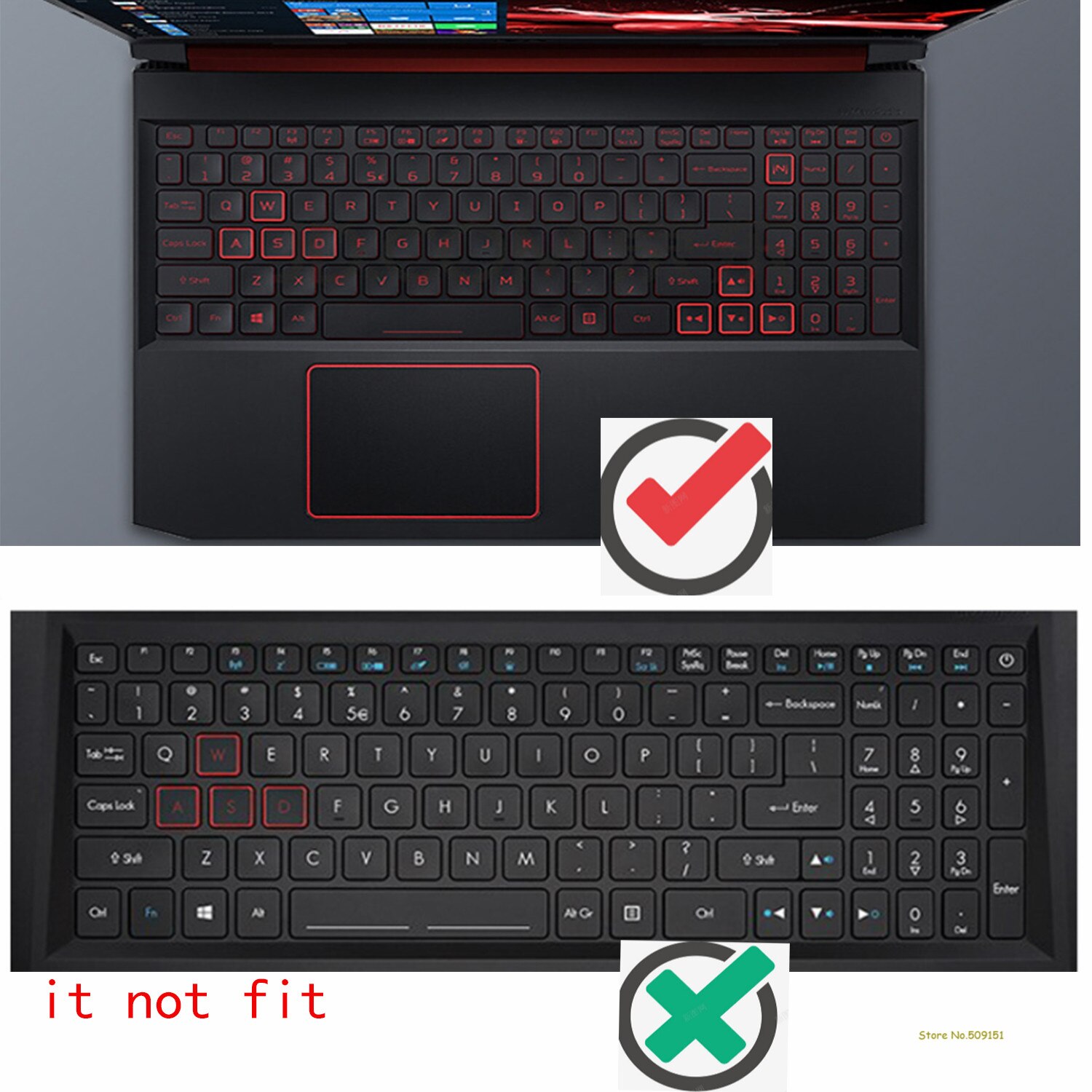 Til acer aspire nitro 5 an515-44 an515-54 an515-55 an515-57 15.6- tommer predator gaming laptop tastaturbeskytter cover
