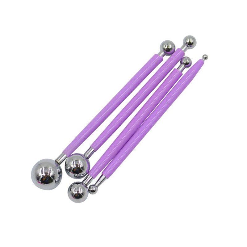 4 Stks/set Sugarcraft Playdough Tool Sculptuur Gereedschap Diy Rvs Polymer Clay Carving Pen Mold Mold Cake Decorating Gereedschap: Paars