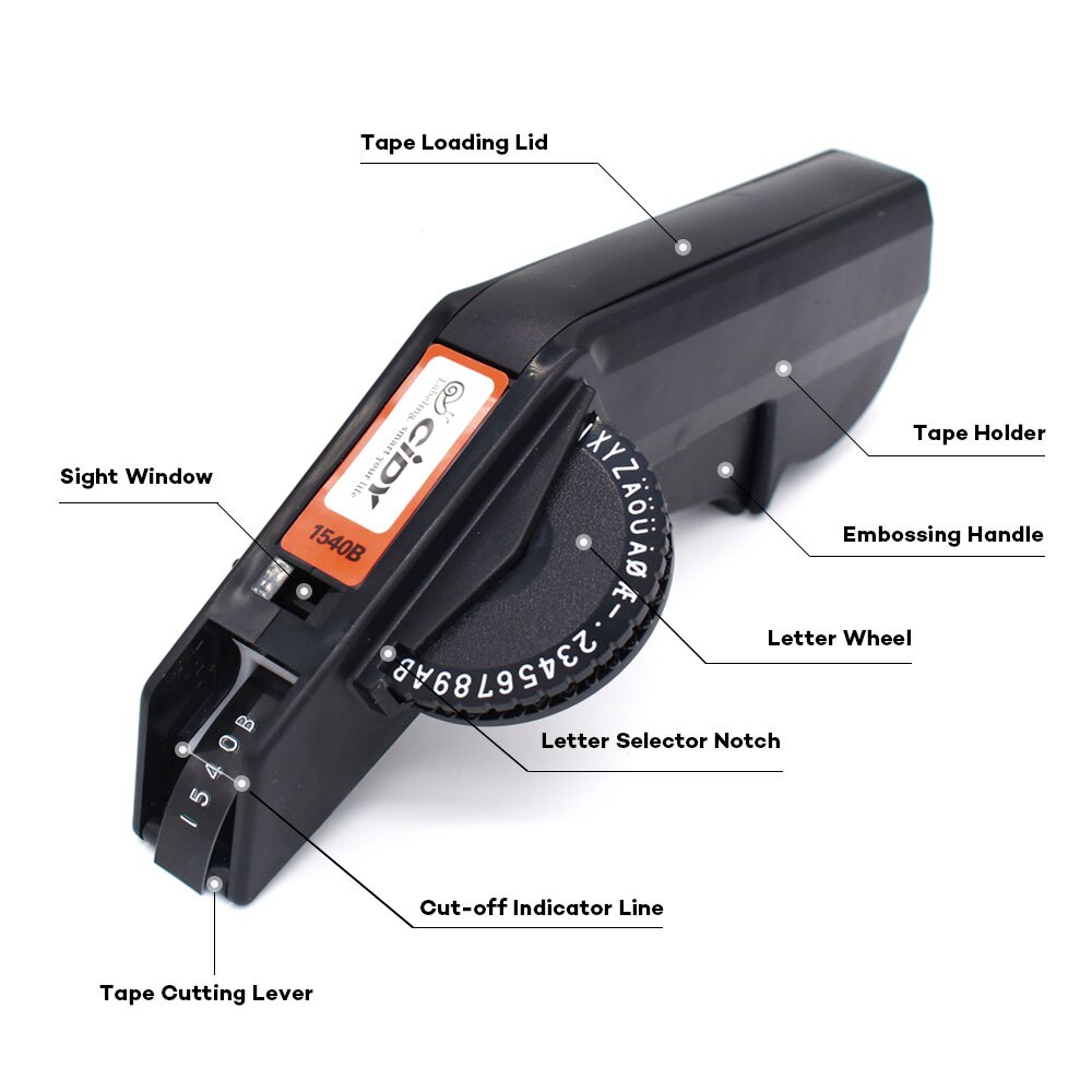 Dymo Label Maker Machine Replace MOTEX 3D Manual Typeweiter 1540B Embossing Label Printers for Embossing Tape Manual Labeller