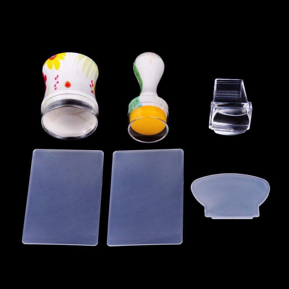 3 maten Pure Clear Jelly Siliconen Nail Art Stamper Schraper met Cap Transparante Nail Stempel Stempelen Tool
