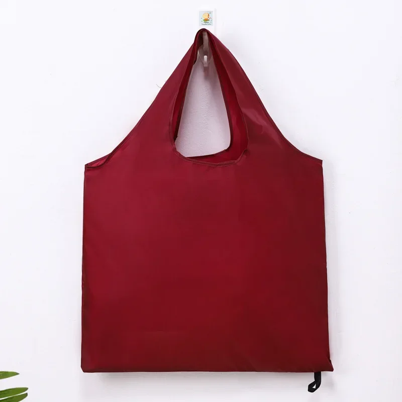 Foldable Shopping Bag Reusable Travel Grocery Bag Eco-Friendly One Shoulder Handbag for Travel Solid Color Supermarket Tote Bags: S / Brown