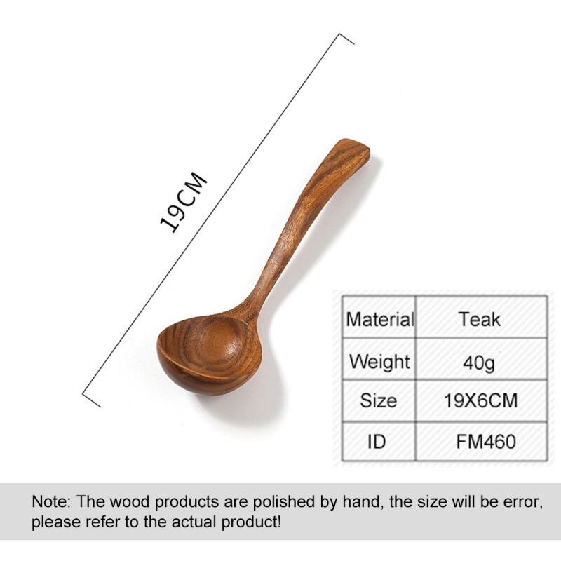 Pala antiadherente de teca para freír arroz cuchara de madera sólida espátula de cocina herramientas y utensilios de cocina cuchara de arroz útil: UB0924A1