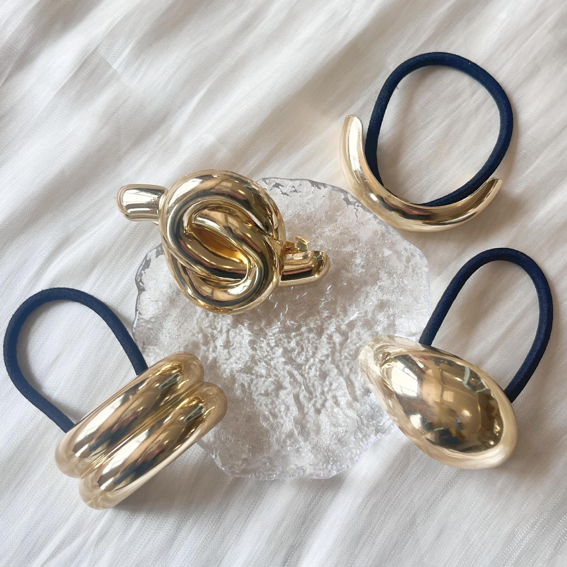 Pasadores para el pelo de cáscara de huevo de Metal para mujer y niña, geométrico brillante, Color dorado y plateado, 2024