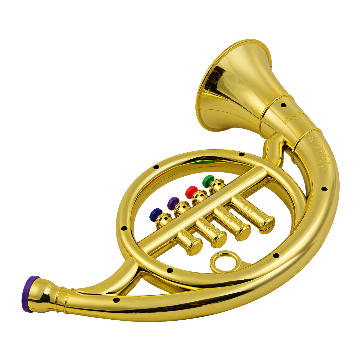 Musical Wind Instrumenten Franse Hoorn Voor Kids Peuters Abs Gouden Hoorn Met 4 Gekleurde Toetsen