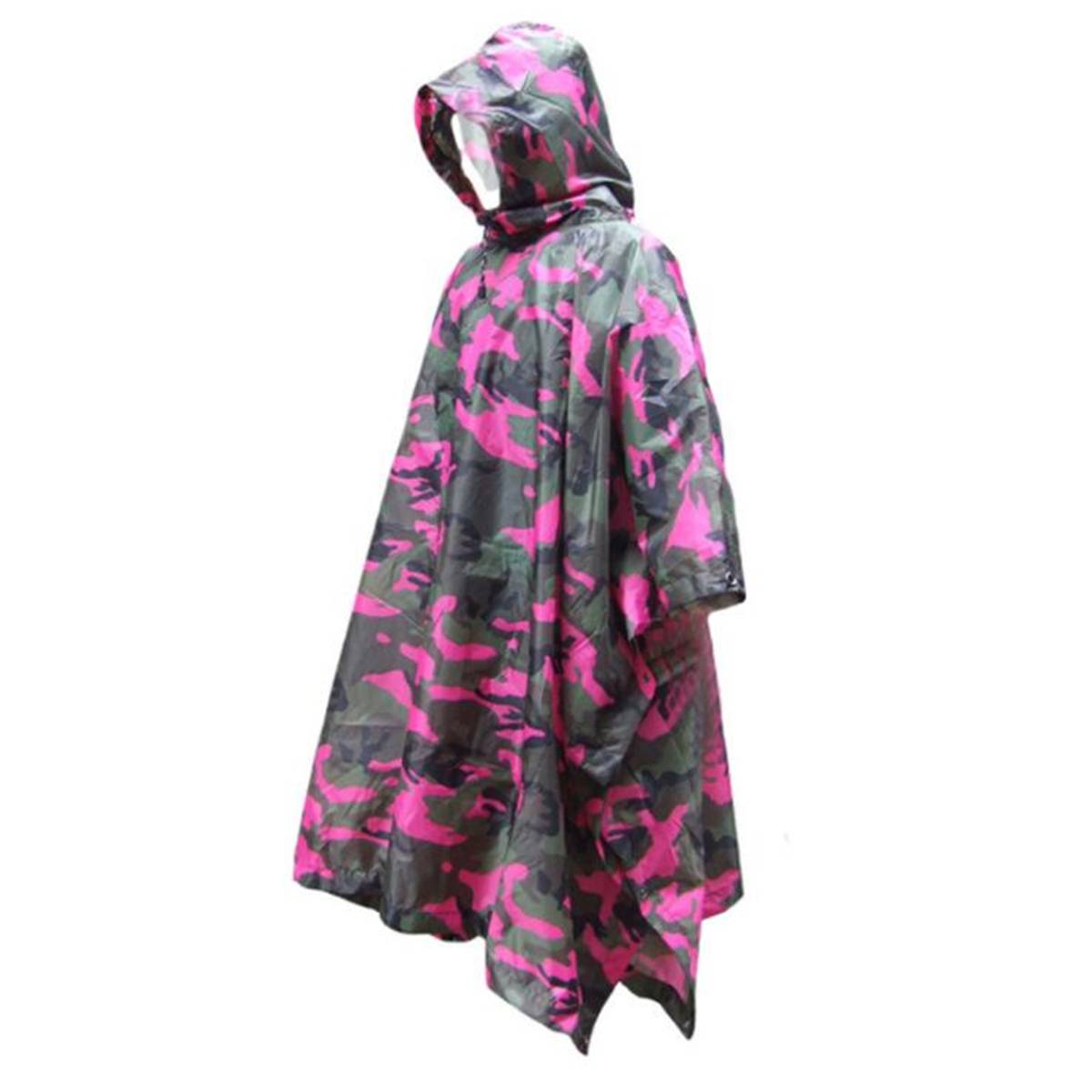 3 in 1 Portable Outdoor Camping Tent Mat Snow Camouflage Raincoat Hood Hiking Cycling Rain Cover Snowproof Waterproof Poncho: Rose
