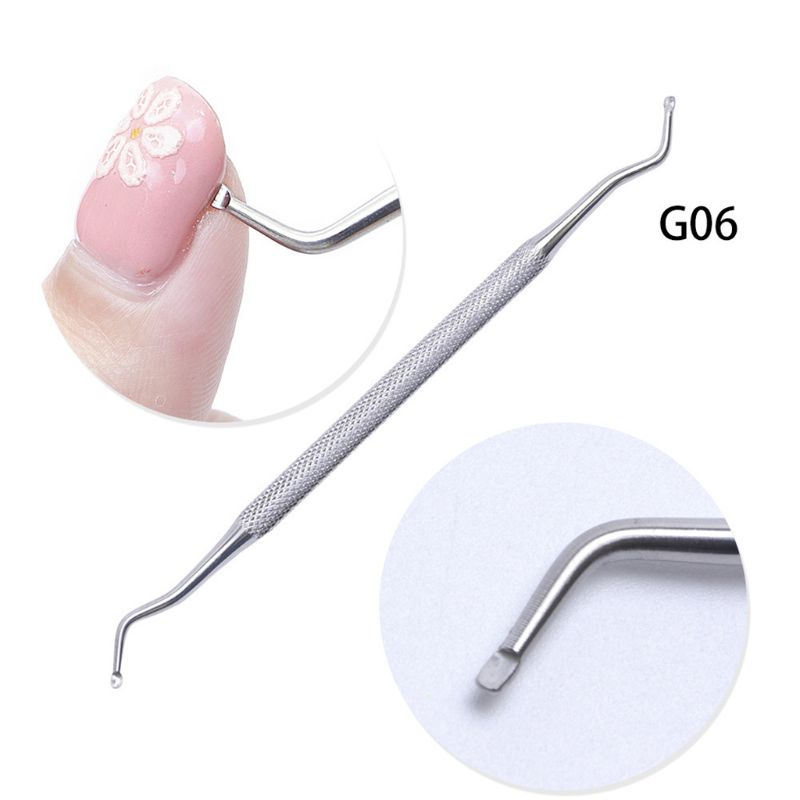 Herramienta de pedicura para el cuidado de los pies, cuchara para limar las uñas encarnadas con extremo doble de 7 estilos, levantador de corrección de la ranura de las uñas, removedor de cutículas: 6