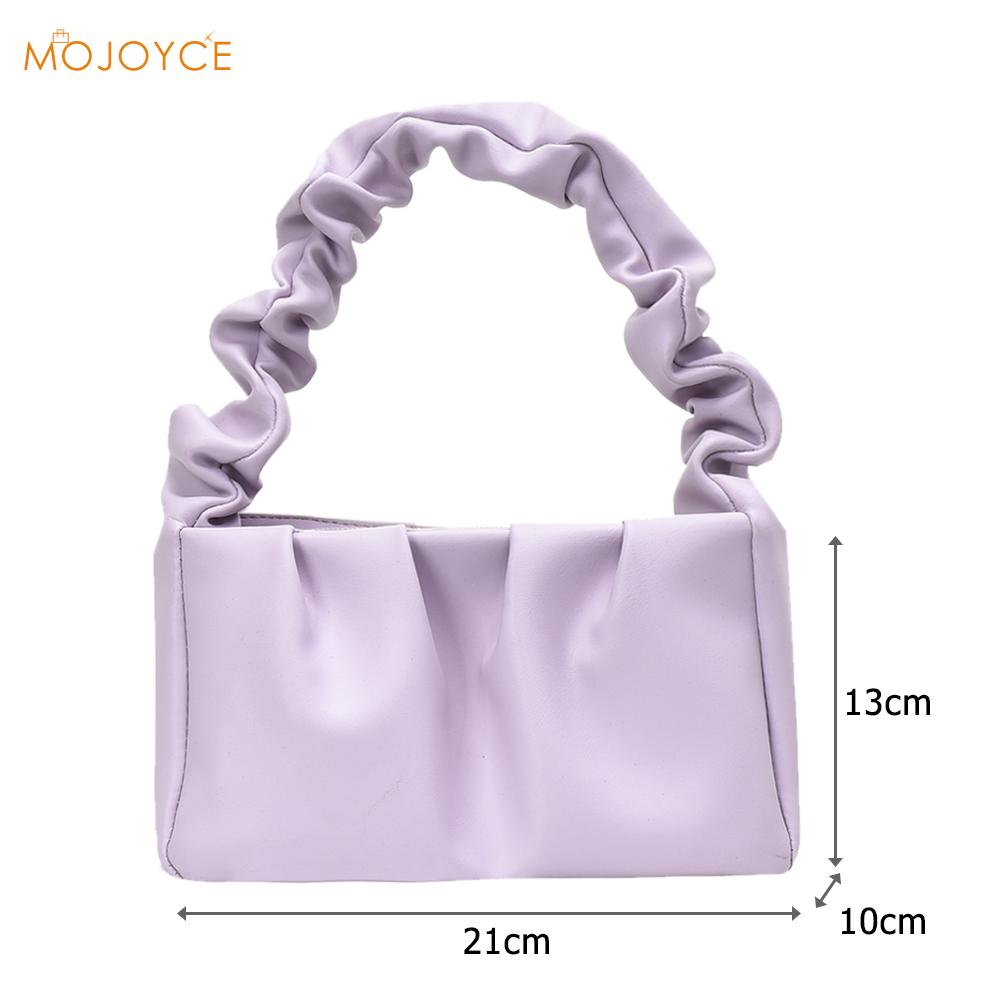 Pleated Ruffle Shoulder Handbags Women Ladies Shoulder Bag Handbags Retro Leather Female Travel Clutch Pouch