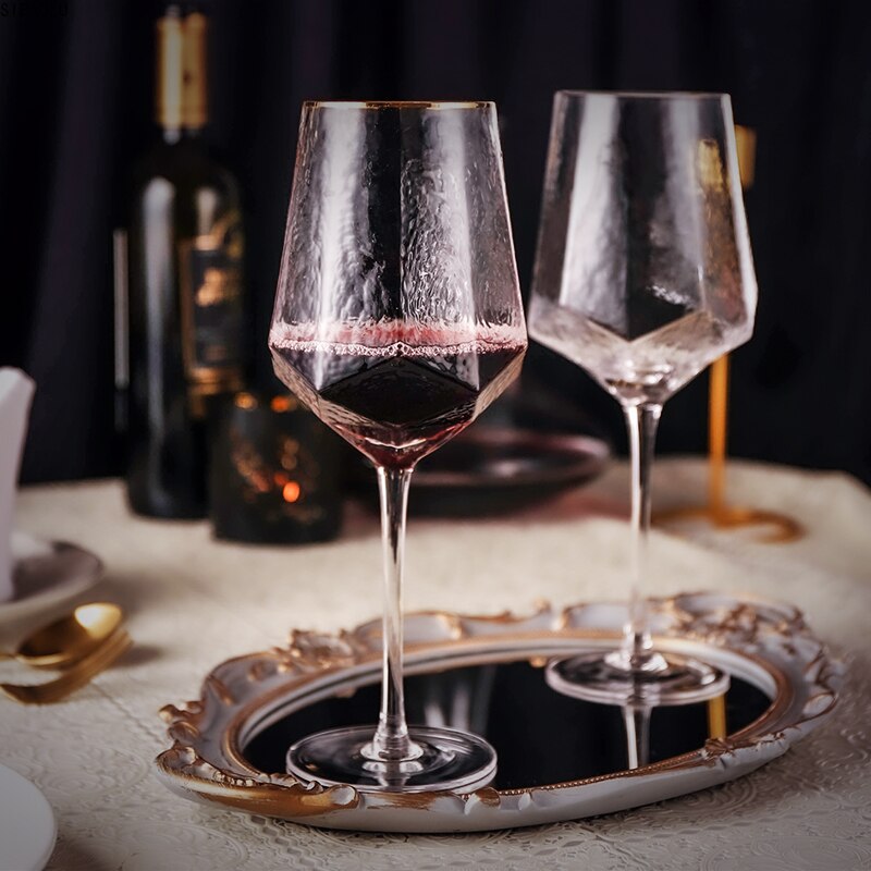 Glass Wine Glasses Home Hammered Goblet Red Wine Glass Diamond Champagne Glass Wine Glasses