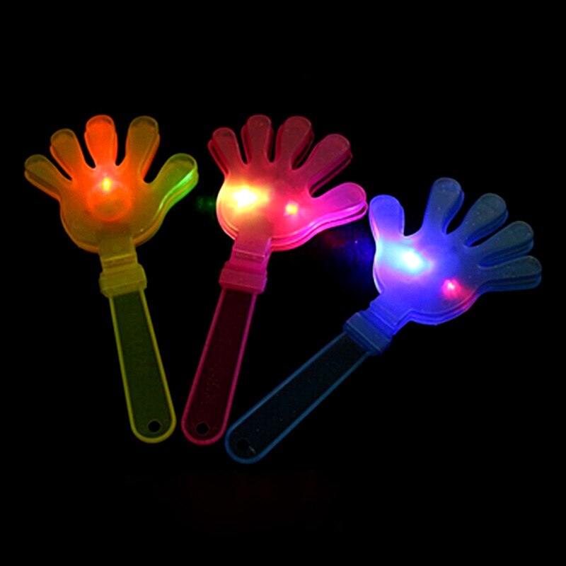2 pièces drôle Transparent en plastique LED brillant Clapper mains fabricant de bruit, fête KTV Pub acclamant clignotant mains, accessoires de fête