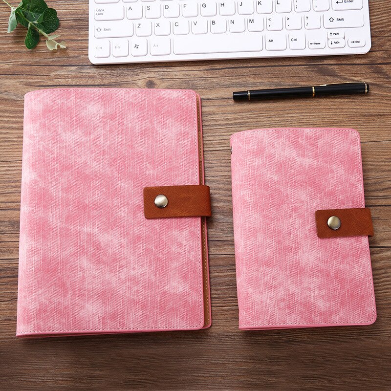 A5/A6 Soft Leather Loose-Leaf 6 Ring 100pages Notebook Leather Business Meeting Minutes School Agenda Office Stationery