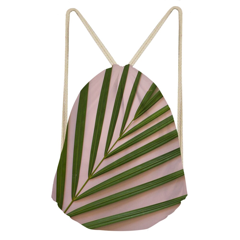 Palm Leaves And Floral Split-leaf Philodendron Drawstring Bag Outdoor Fitness Beam Mouth Backpack Sports Bag Travel Backpack: Gray