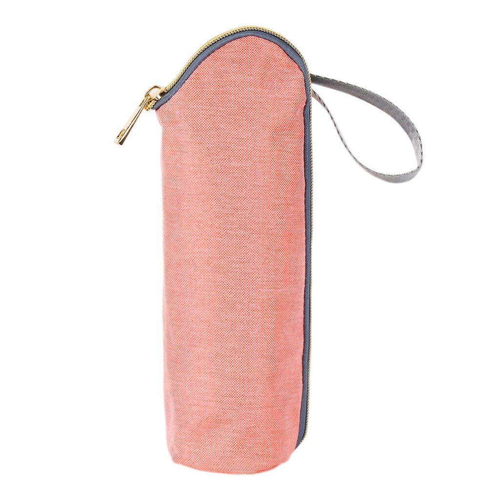 Baby kinderwagen hangende warmer tassen melk waterfles isolatie tas voor babyvoeding buiten thermosfles houder 2-6h: Oranje-roze