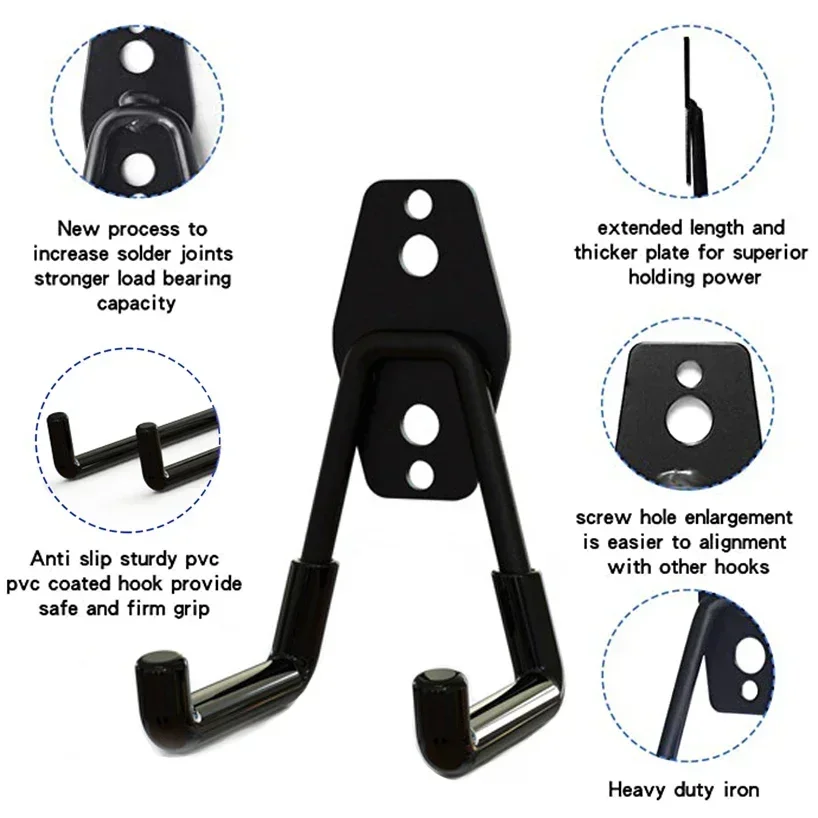 Ganchos para colgar bicicletas, gancho de Metal resistente, organizador de garaje, montaje en pared, gancho de almacenamiento antideslizante, escaleras, herramienta de jardín