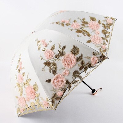 Princess Umbrella Sunshade Bumbershoot Lace Anti-sunshine Ombrelle Anti-ultraviolet Rubber Sunumbrella Sunshine and Rain: Red