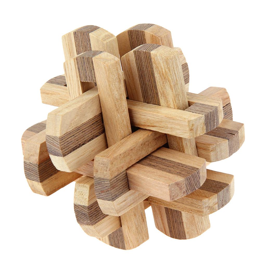 FAI DA TE 3D Giocattoli di Puzzle Di Legno Kong Ming Blocco Luban Giocattoli di Montaggio della Sfera del Cubo Sfida IQ Cervello Giocattoli di Legno Giochi per Bambini giocattoli di formazione: 12