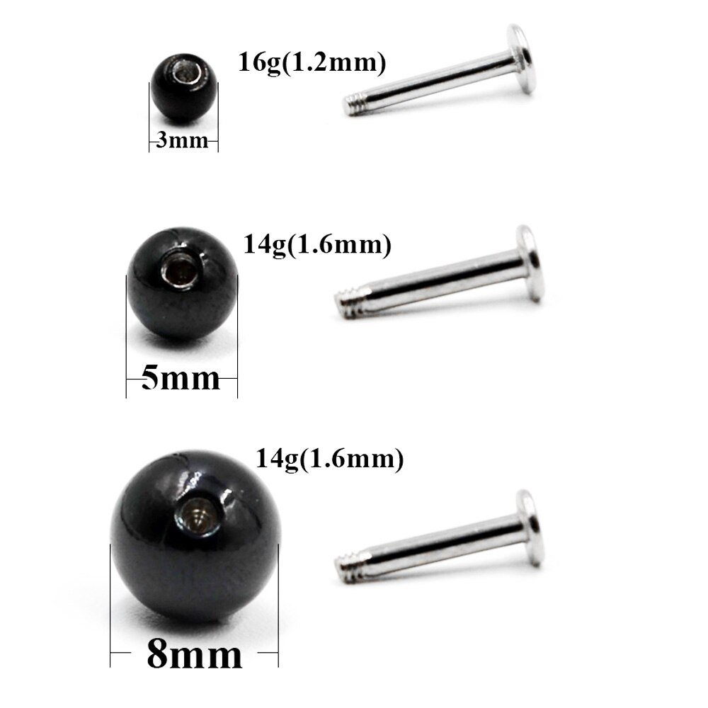 Showlove-10PCS Rvs Ronde Bal Vervanging Bead Lip Wenkbrauw Tong Oorbel Belly Piercing Sieraden 14g/16g