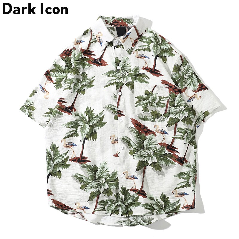 Mörk ikon blomma fullt tryck vintage skjorta kortärmad herr sommar hawaii skjortor streetwear toppar