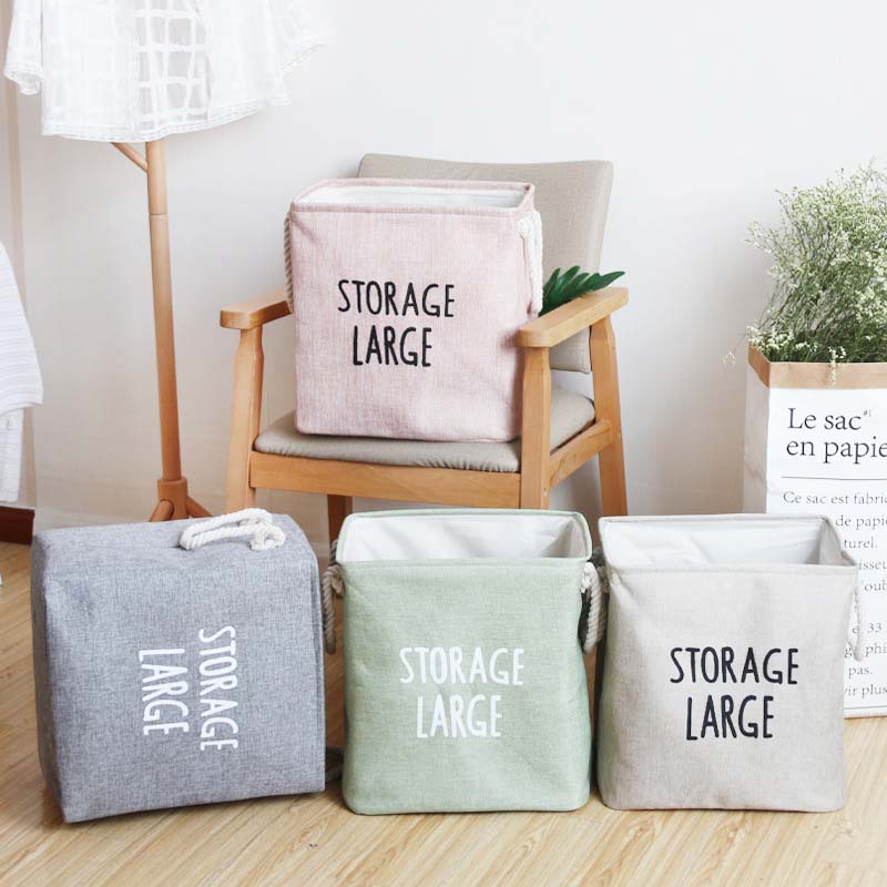 Cesta grande de lino y algodón para la colada, cesto plegable para ropa sucia, organizador de almacenamiento duradero, juguetes de habitación para niños, 2 tamaños