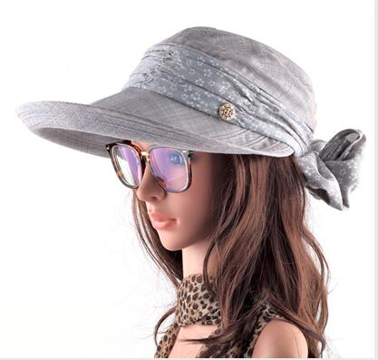 Panie dyskietki kapelusze przeciwsłoneczne dla kobiet lato anty-uv czapka dziewczyna szerokie rondo wiadro kapelusz kobiety składane daszki ochronne chapeu feminino: Szary
